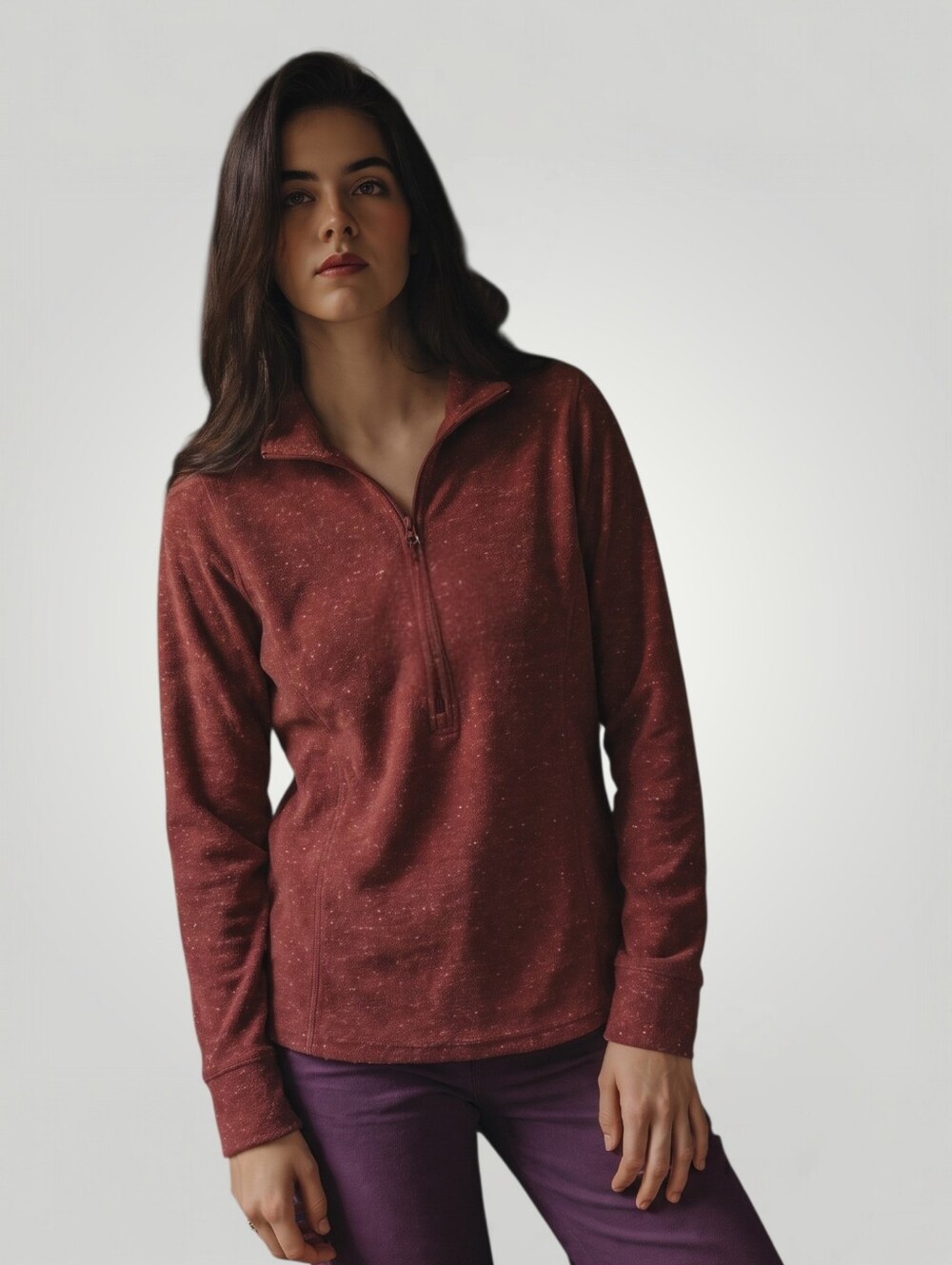 Johnnie-O Kennedy Half Zip Pullover Womens Medium Maroon Heathered New